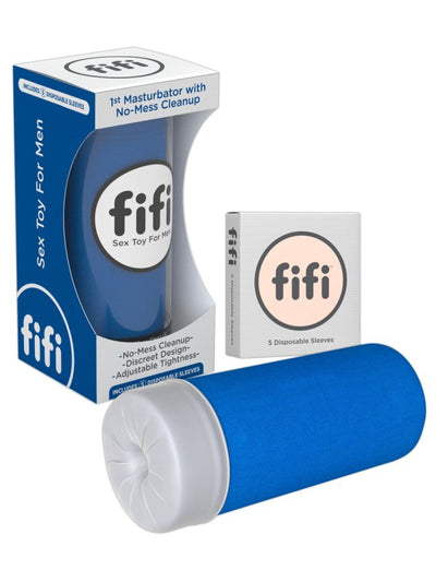 Fifi blue masturbator with 5 sleeves.